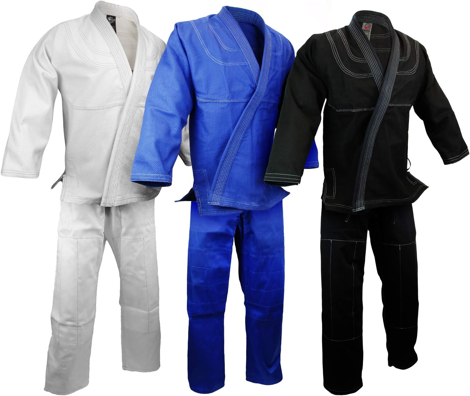 Prowin Corp BJJ Gi Kimono, 100% Cotton Preshrunk, Jiu Jitsu Uniform Blue/White/Black Set