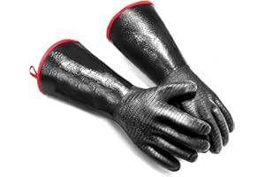 FEUNU BBQ Grill Gloves, 932°F Heat Resistant Grilling Gloves 14in Waterproof Long Sleeve Barbecue Gloves for Fryer Turkey Baking Smoker Rotisserie BPA-Free