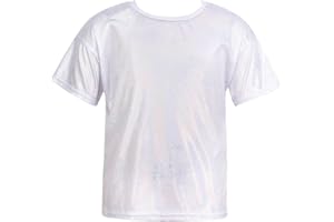 FEESHOW Kids Girls Sparkly Metallic Shiny T-Shirt Boys Short Sleeves Loose T-Shirt for Dance Performance Costume