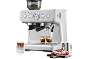 Gevi Espresso Machine With Grinder, 20 Bar Dual Boiler Automatic Espresso Machine with Milk Frother Wand All in One Espresso Machines for Home