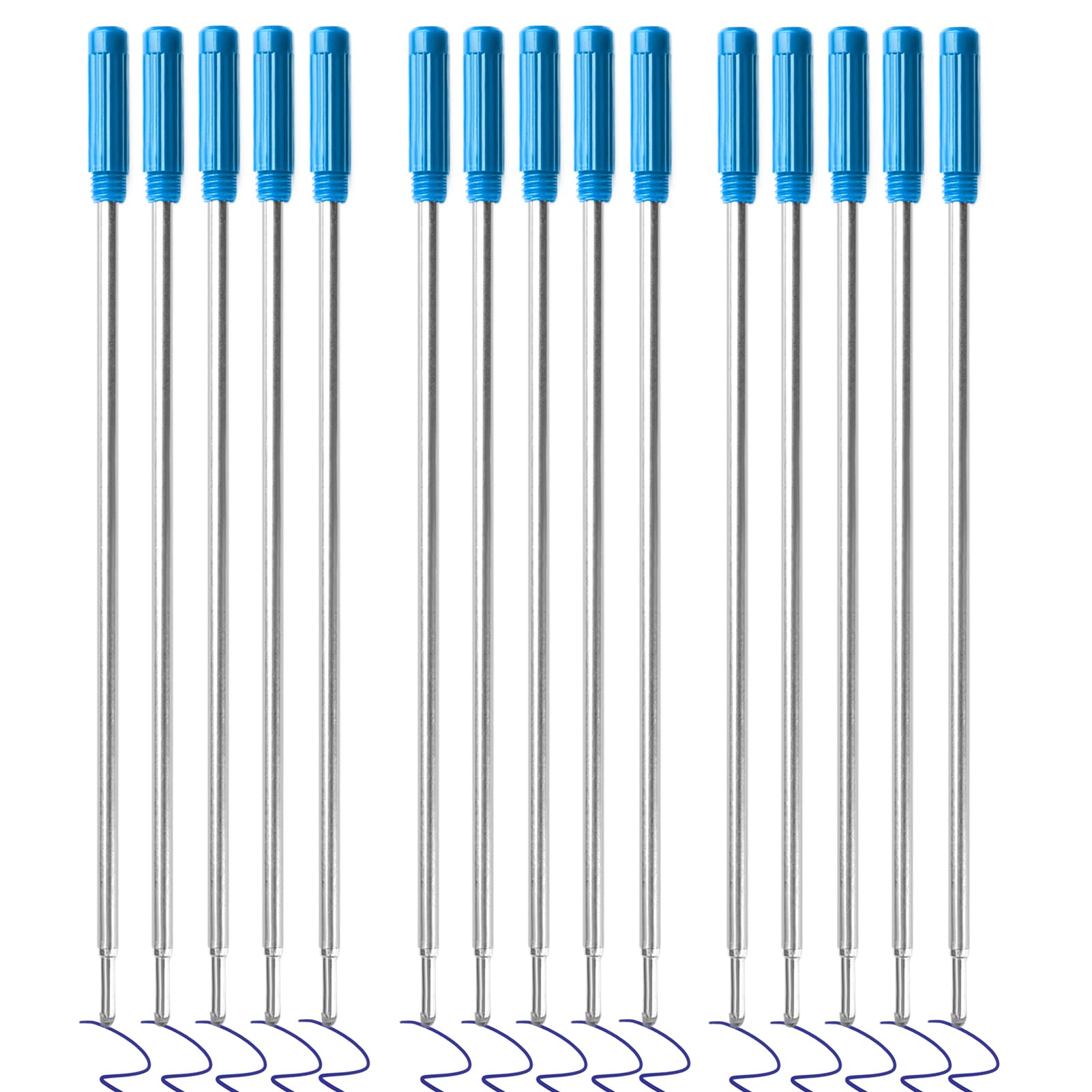 Photo 1 of 0.7 mm Ballpoint Ink Twist Pen Refills, 15 Pcs Medium Point Metal Smooth Writing Replaceable Ink Refill, Stationery Compatible for Cross Ballpoint Replacement (4.6in M) (Blue, 15)
