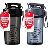 Travel-Friendly Small Shaker Bottle for Protein Shakes, Supplements: 2-Pack | Leak-proof Small Shaker Cup | BPA-Free &amp; Food-Grade Protein Shake Cup | Small Protein Shaker Bottle with Mixer Ball