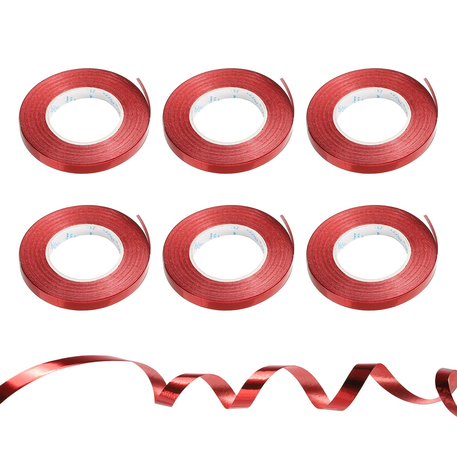 PATIKIL 6pcs Curling Ribbon Crimped Balloon String Shiny Metallic 5mm 10m Iridescent for Party Decoration Gift Wrapping Crafts Red — image 1