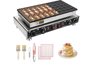 Heuyrao 50PCS Mini Dutch Pancake Baker, 110V 1800W Commercial Pancake Maker Machine, 1.6 Inches Electric Nonstick Pancake Maker, Commercial Muffin Maker for Home Kitchen & Restaurant