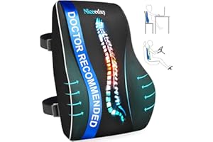 Niceeday Lumbar Support Pillow for Office Chair Car Back Support Pillow, Memory Foam Gaming Chair Desk Chair Back Cushion for Lower Back Pain Relief, Ergonomic Back Rest,Stocking Stuffers