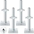 Zonon 4 Pcs Adjustable Scaffolding Leveling Jack Hollow Screw Jacks with Base Plate for Baker Style Scaffolding Baker Scaffold(12 Inch)