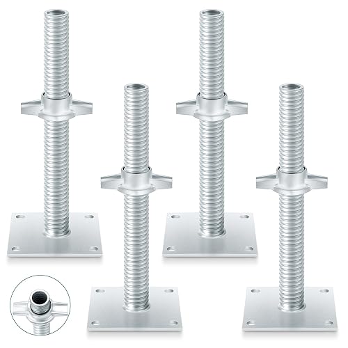 Zonon 4 Pcs Adjustable Leveling Jack Scaffolding 5.3" Square Base Plate ...