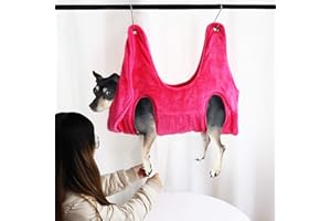 MEIDELI Dog Hammock for Grooming Hammock with 2pcs Hook Dog Grooming Sling Dog Sling for Nail Clipping Dog Lift Harness for Small Dogs Pink S