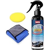 Black Trim & Plastic Restorer for Cars (4.4oz/130ml) | Restores Faded Bumpers, Rubber, Vinyl with Long-Lasting UV Protection & Shine | No Oily Residue, Complete Kit with Foam Applicator & Towel