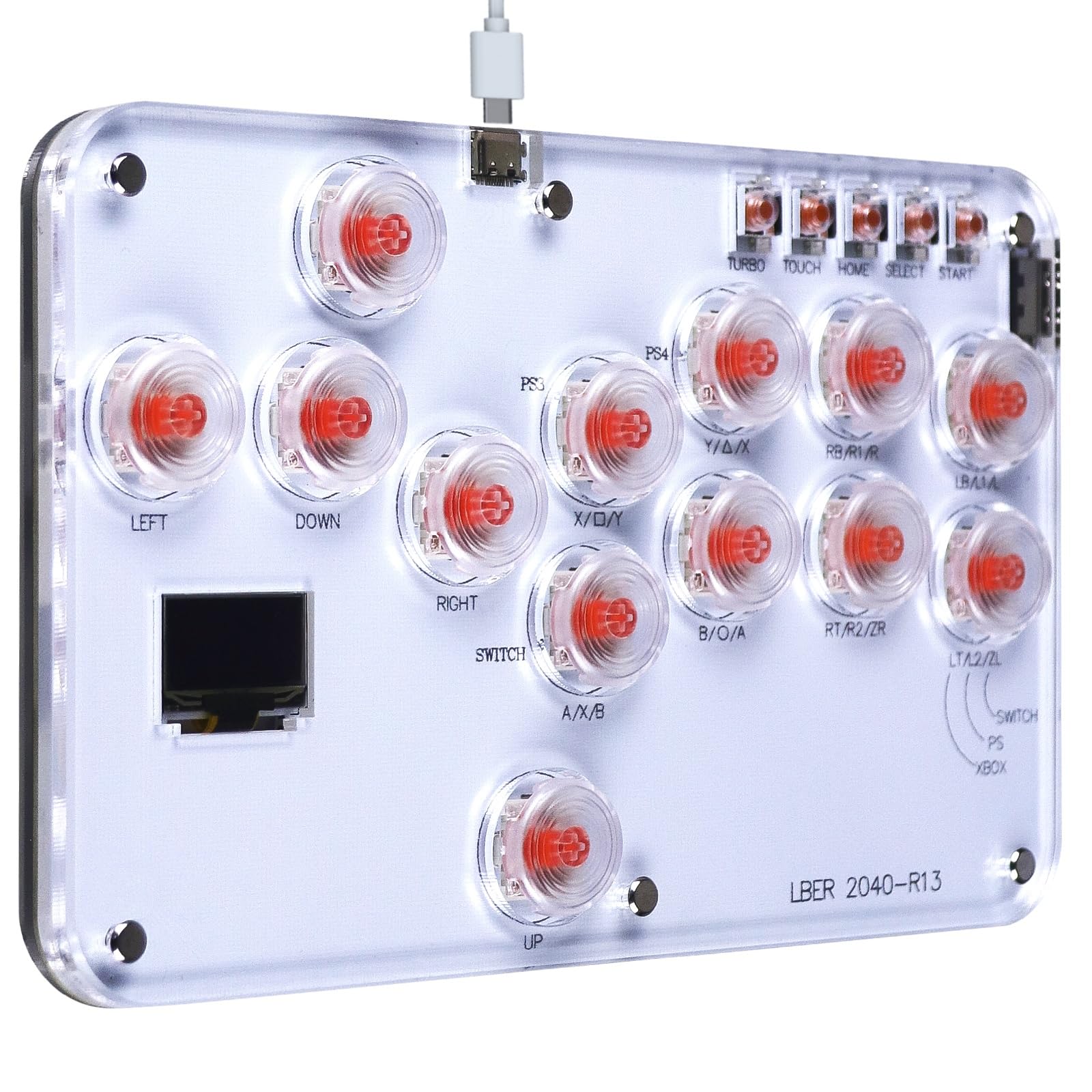 Arcade Stick Game Keyboard R13, Leverless Controller Arcade Stick with Turbo & Custom RGB, Silent All-Button Arcade Controller Street Fight for PC/PS3/PS4/Switch/Steam-Support Hot Swap & SOCD(White)