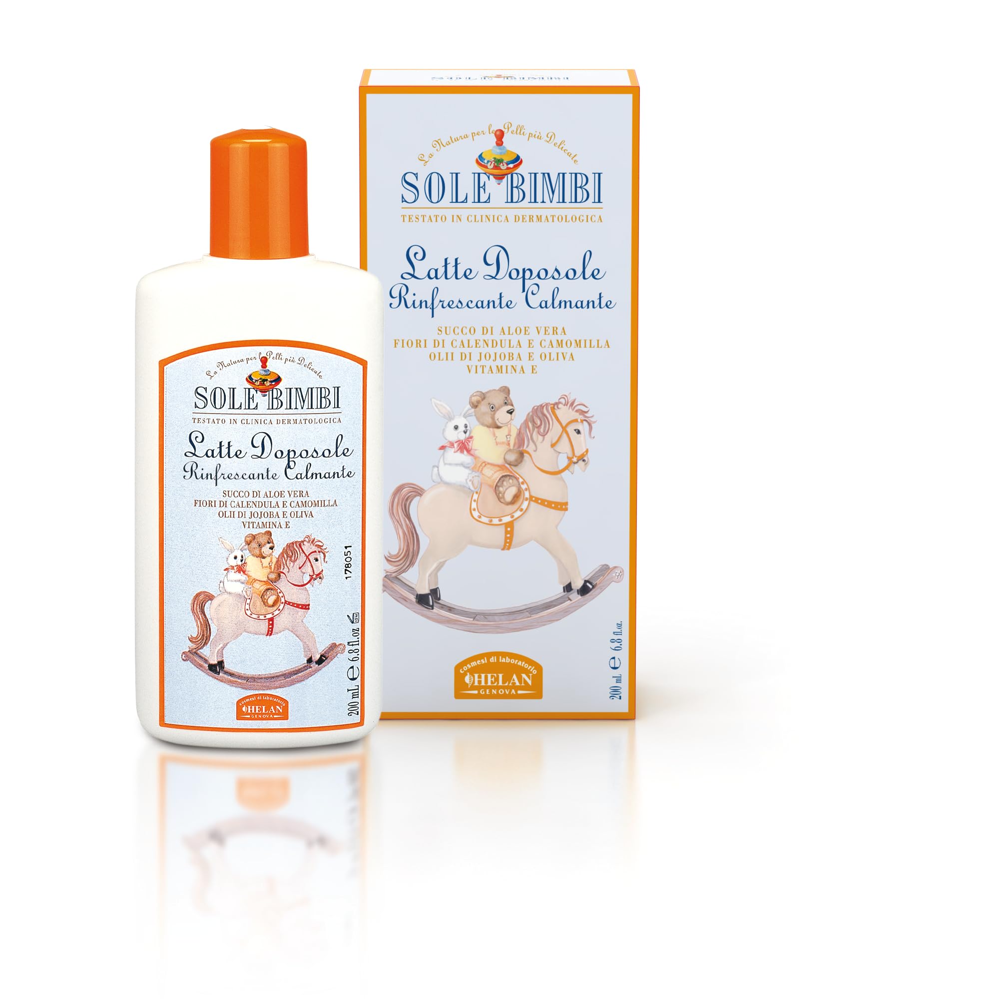 Helan Sole Bimbi - After Sun Lotion for Babies & Sensitive Skin, Aftersun Milk for Face and Body, Refreshing Baby Lotion with Jojoba Oil, Vitamin E, Aloe Vera Juice & Chamomile - Made in Italy, 200 ml
