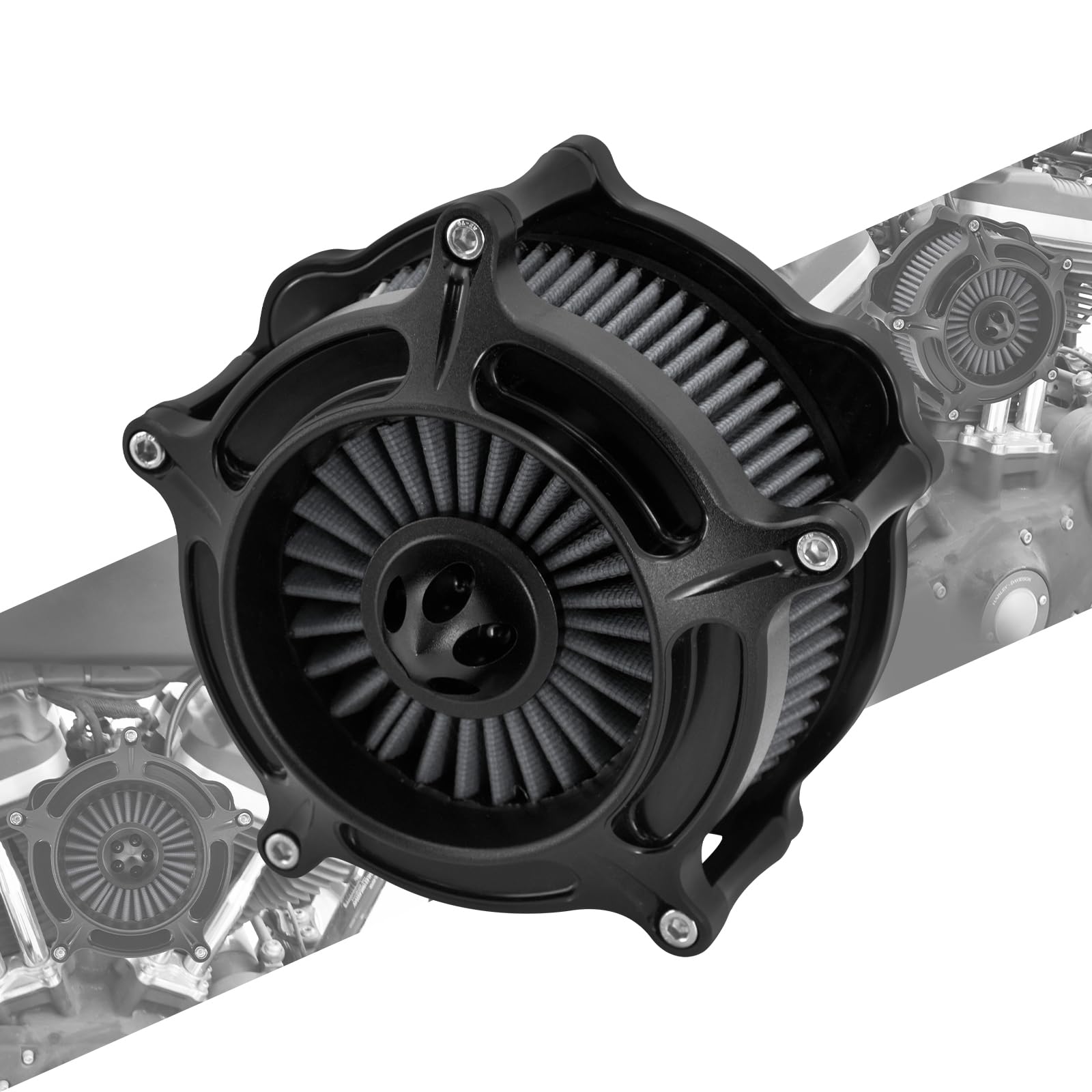 Photo 1 of HCmotorku Air Cleaner Filter Aluminum Fit for Harley Touring Road King Street Glide Softail Sportster Dyna (Black Housing Grey Element, A For Sportster XL 04-22)