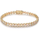 Barzel 18K Gold Plated Crown Created Opal Bracelet Tennis