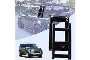 POWECHOX Gloss Black Multi Segment Folding Side Access Ladder Rack Side Window Roof Step Ladder Fit for Land Rover Defender 90 110 130 2020 2021 2022 2023 2024 Models