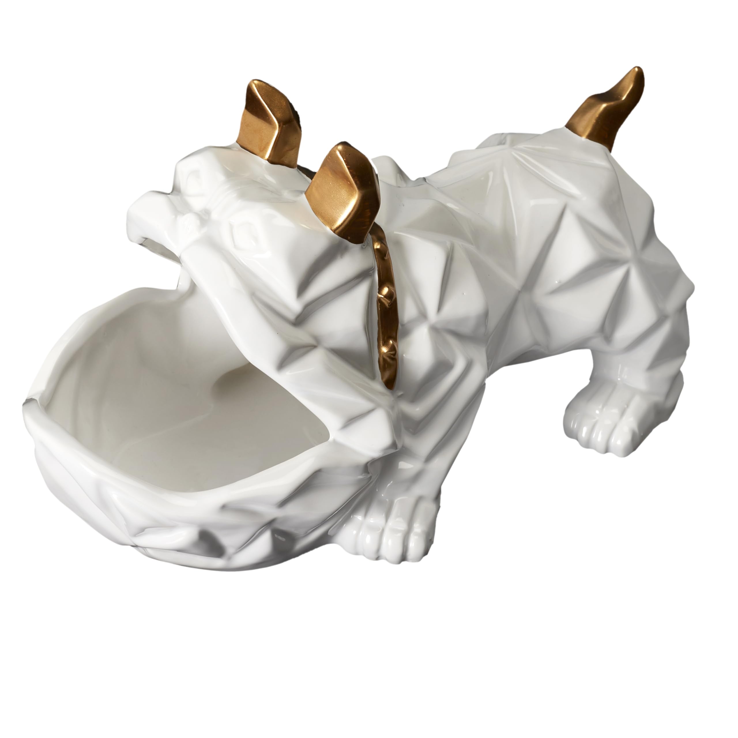 consortium menager parisien Ceramic Bulldog Sculpture Empty Pocket, Black, White, Grey, 14 cm