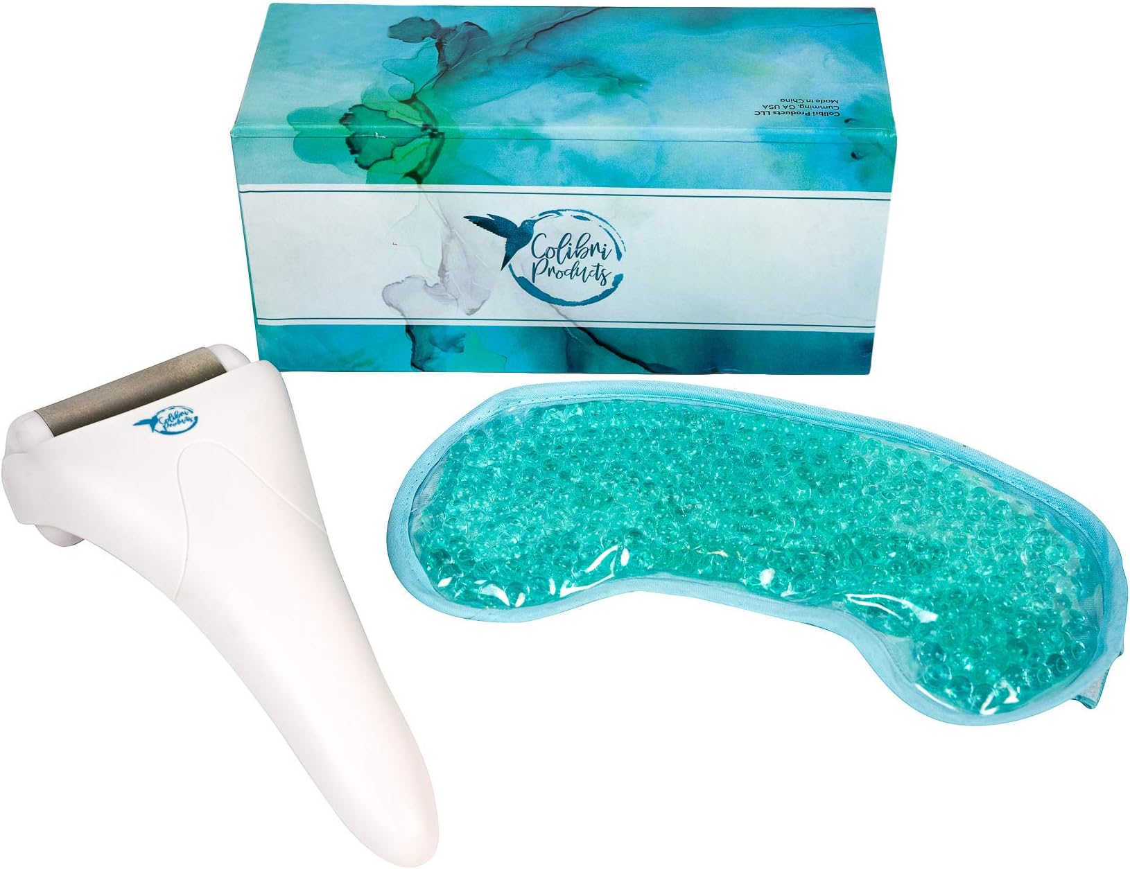 Ultimate Ice Roller Plus Hot Cold Gel Eye Mask for Migraine Relief, Eye Puffiness, Pore Tightening, Better Sleep, Headache Relief, Light Blocking Mask