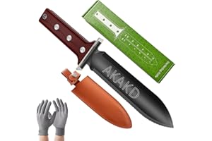 AKAKD Japanese Hori Hori Gardening Knife - Garden Knife Tool Serrated Side Weeding Knife for Garden Digging Tools,Makes a Birthday Gift for Father's Day or Mothers Day