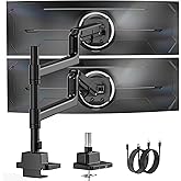 monTEK 17-57 Inch Dual Ultrawide Monitor Arm for Up to 59.4lbs Screen, Aluminum Heavy-Duty Gas Spring Vertical Stackable Curved Screen Adjustable Monitor Stand,75/100mm Vesa Mount, Black