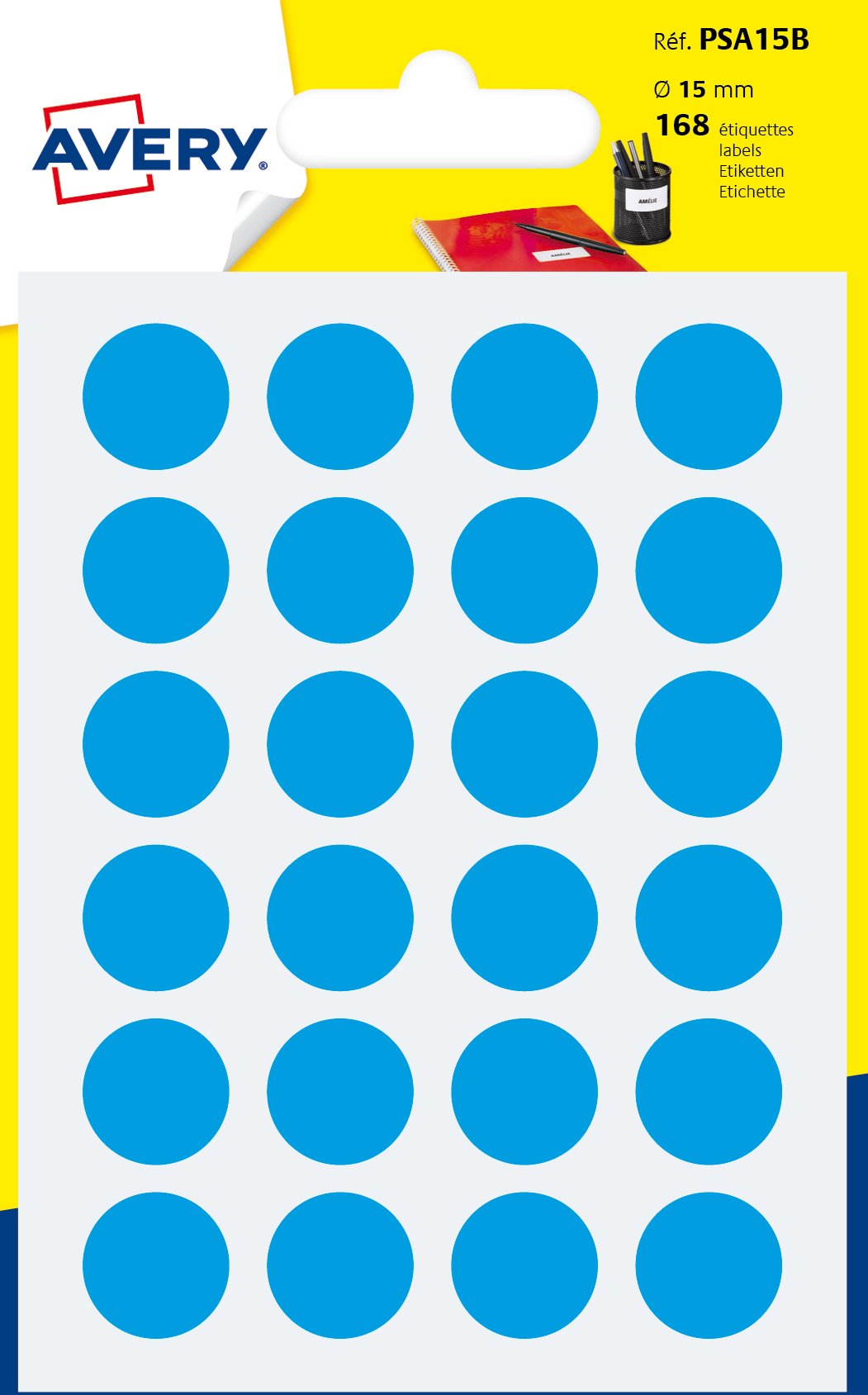 Avery 168 Circle Stickers, 15mm Diameter, Blue Small Round Dot Adhesive Labels