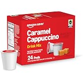 Amazon Brand - Happy Belly Cappuccino Coffee Pods Compatible With K Cup Brewers, Light Roast, Caramel Flavored, 24 Count, 12.72 ounce (Pack of 1)