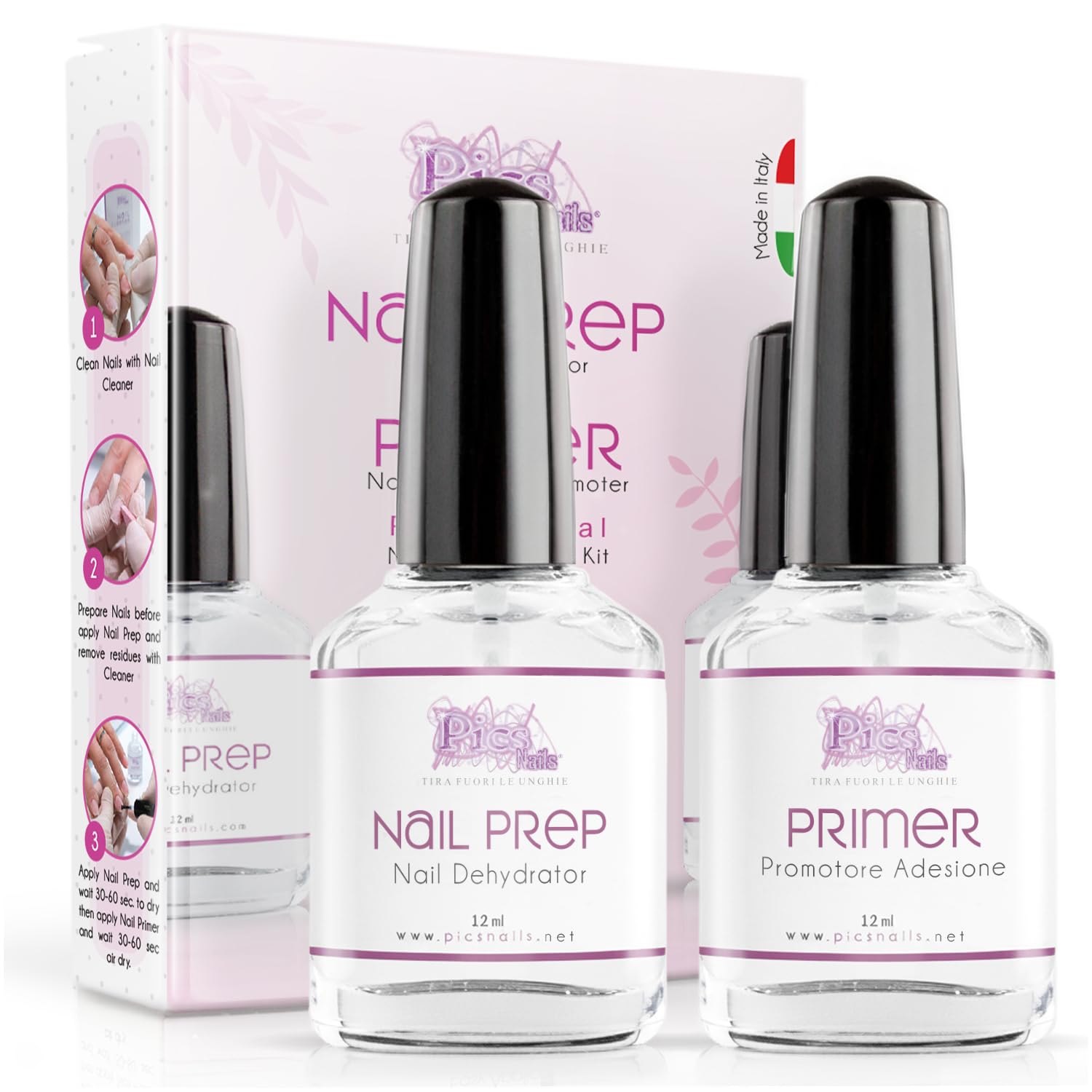 Nail Dehydrator and Primer 2pcs. - 12ml - Professional Kit Nail Primer Adhesion Promoter and Dhydrator for Nails,