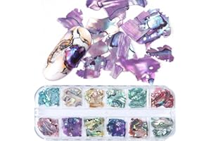 CHANGAR Abalone Shell Flakes for Nail Art - Colorful Seashell Sequins Glitter Irregular Slices for Manicure DIY Paillette Accessories