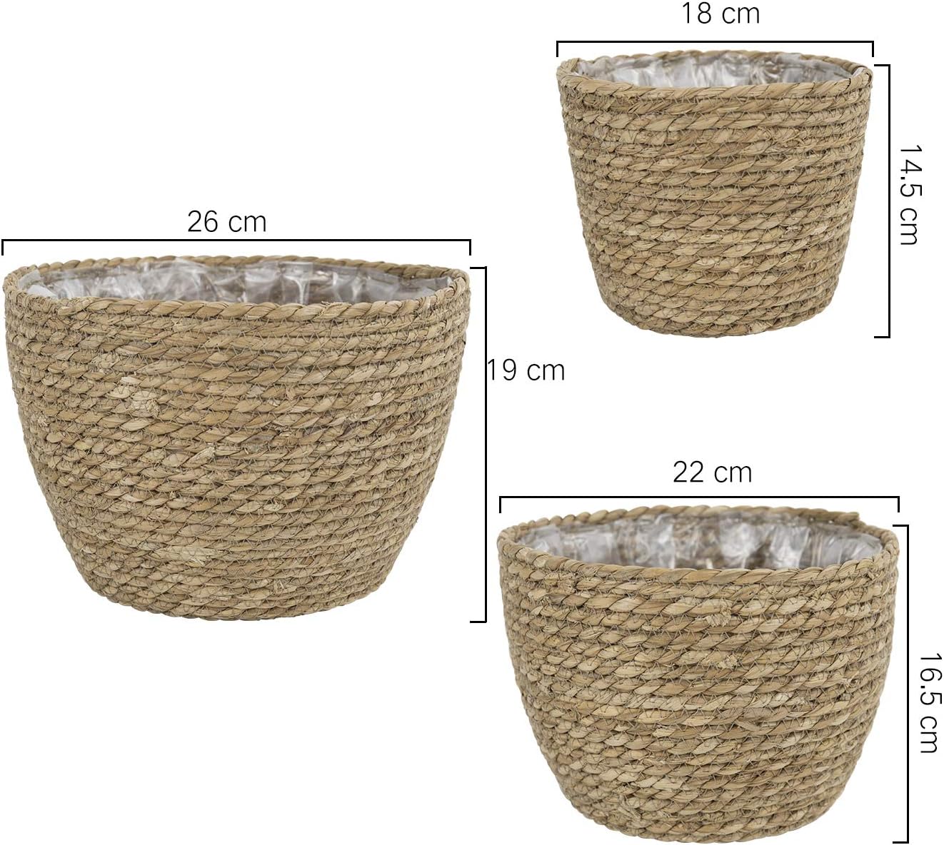 Cubierta de Maceta y Bolsa de Playa YEKKU Cesta de Hierba Marina Tejida