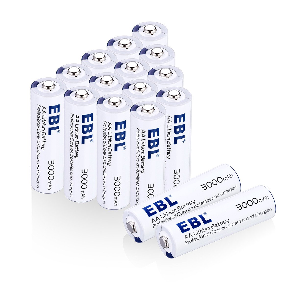 EBL Batteria monousa Stilo AA da 3000mAh 1.5V al litio con Durata Lunga, 16 pezzi