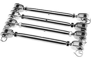 SING F LTD Stainless Steel 6Mm Closed Body Rigging Screw Jaw Barrel Strainers Turnbuckle 4 Pack