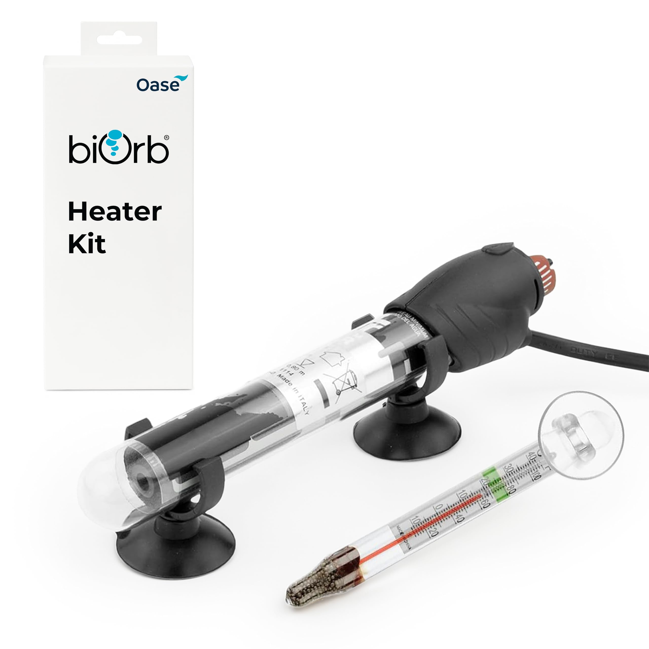 biOrb Aquarium Heater Pack, Adjustable 50W Fish Tank Heater With Thermometer & Holder, Easy-Fit Aquarium Accessories For Curved or Flat Surfaces, Reliable Tropical Fish Tank Heating Solution-UK Plug