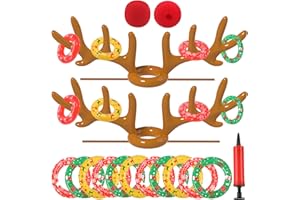 UNIQHIA Christmas Games Decorations, Inflatable Reindeer Antler Ring Toss Game, Stocking Stuffers for Men Women Kids Teens Adults, Christmas Party Games Fun Xmas Gifts Carnival Holiday Family
