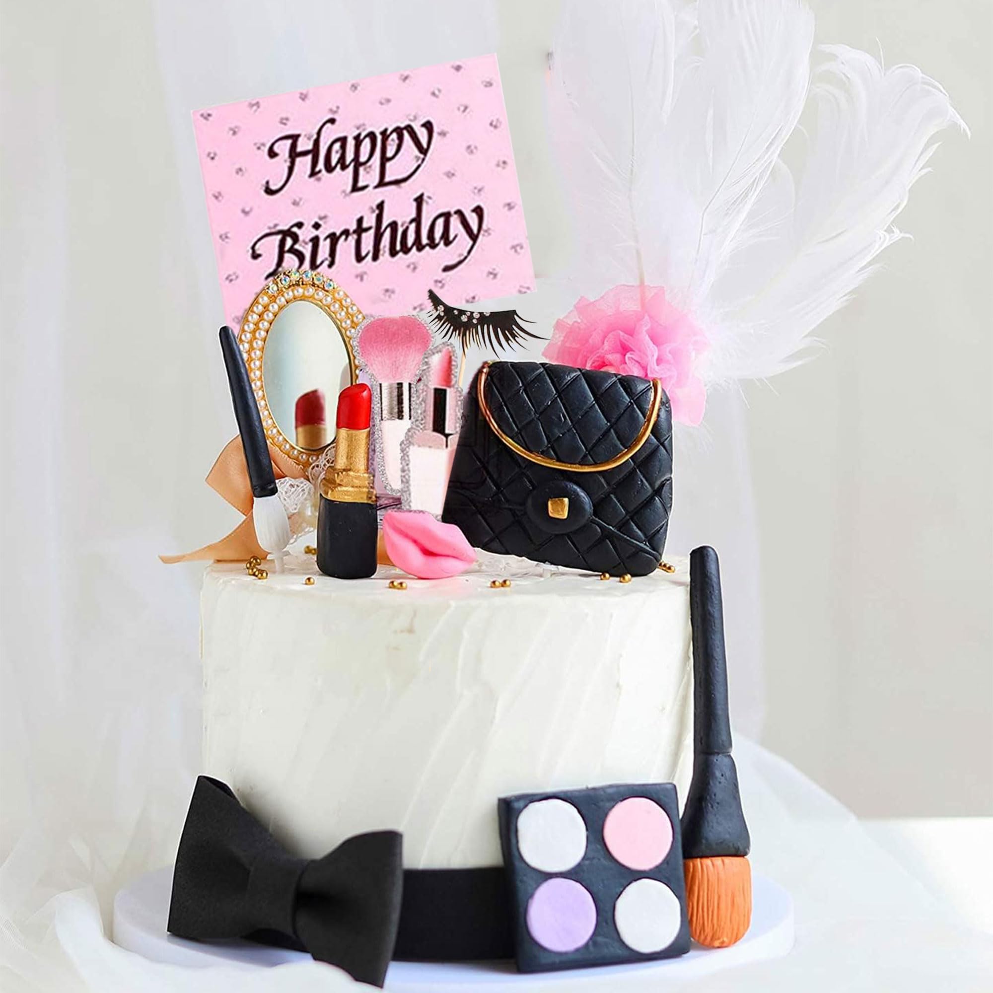 Photo 1 of JeVenis Makeup Cake Decorations Spa Birthday Cake Topper Spa Party Supplies Salon Birthday Decoration