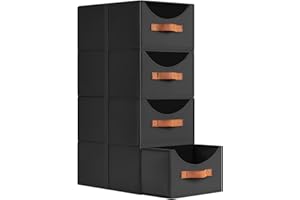 DIMJ Closet Storage Drawers Organizers - Fabric Stackable Clothes Storage Bins with Reinforced Handles for Wardrobe, Bedroom,