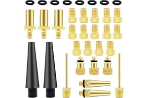 CANUMER 32PCS Bicycle Valve Adapter Set - Brass Bike Tire Valve Adapters, Ball Pump Needle, Nozzle Inflator Adapter, Air Pump Accessories for Standard Pump or Air Compressor, Sports Balls