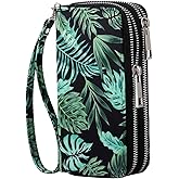 HAWEE Cellphone Wallet for Women Dual Zipper Long Purse with Removable Wristlet