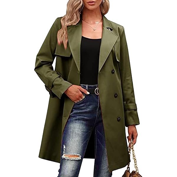 2日間限定大幅値下げ！！ TODAYFUL Over Check Coat Amazon.com: Trench Coat Women,2024 Classic Lapel Double