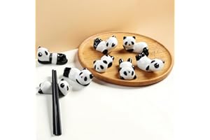 Baychon 8 PCS Ceramic Panda Chopstick Holder Rest, Cute Spoon Knife Holder