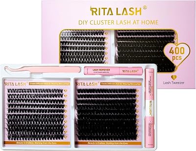 RITALASH Lash Extension Kit 400Pcs 8-16mm Clusters DIY Lash Kit Bond Seal