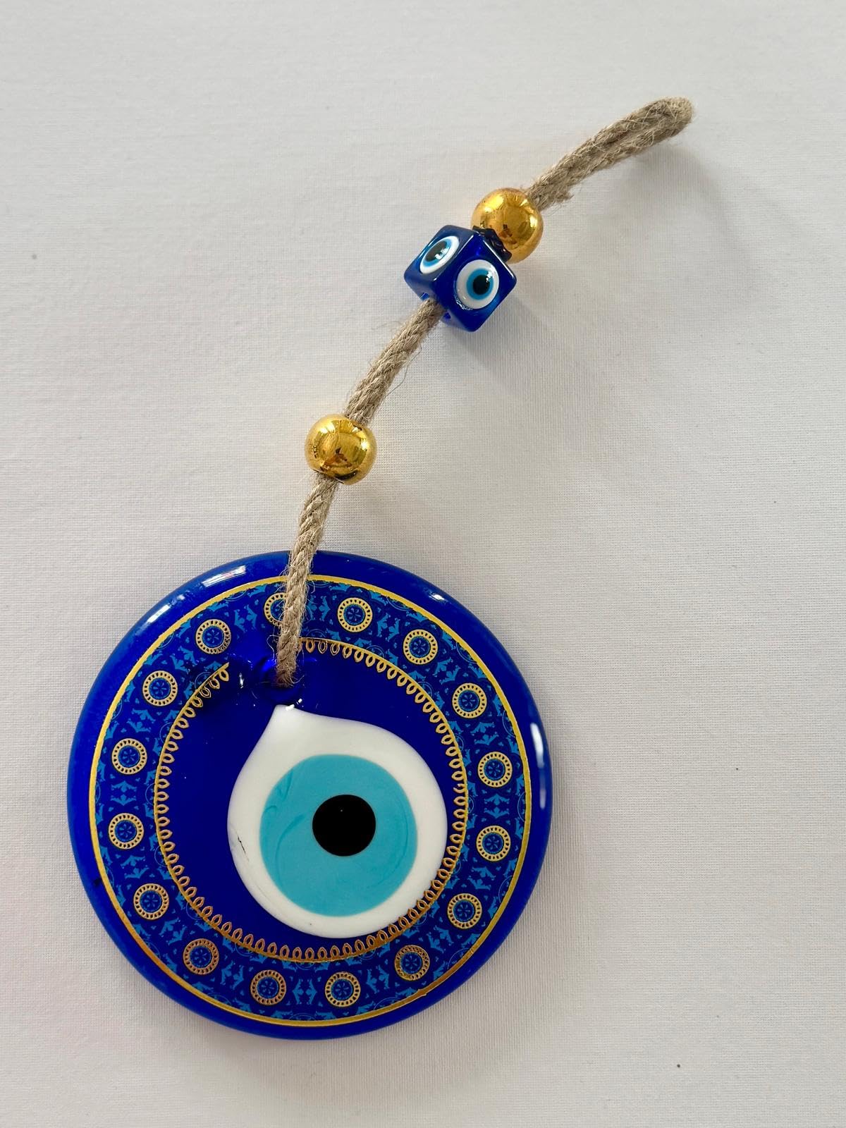 Photo 1 of Casasofté Evil Eye 4.3 inch Hanging Wall Ornament – Handmade Blue Glass Amulet – Traditional Nazar Charm for Home, Office & Gifts (Star Design)