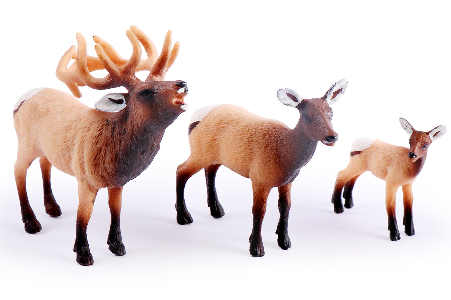 Miniature Elk Family Toy Figurines, Set of 3 Elk Figures, North