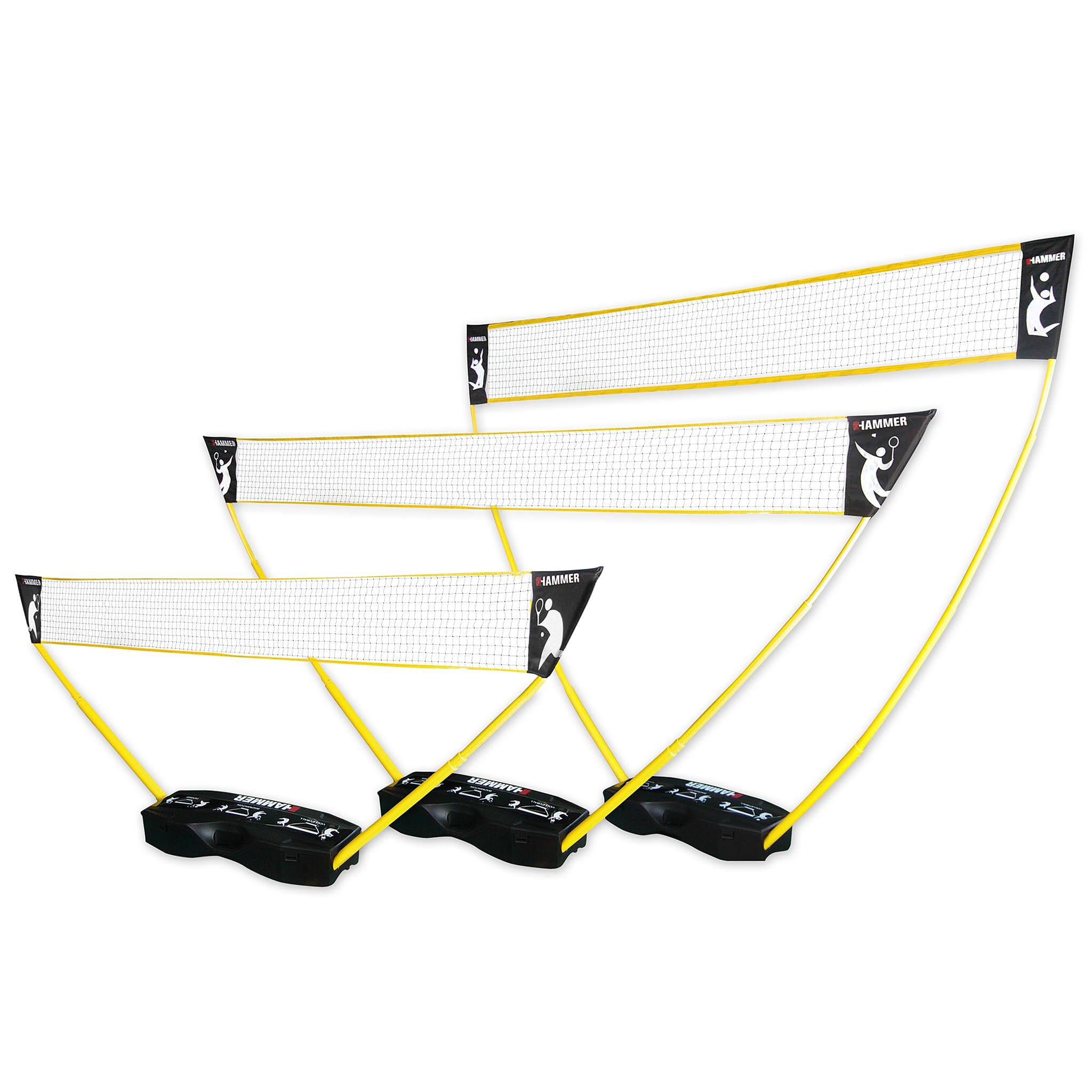 Hammer 2021-3-in-1 Net Set for Volleyball, Badminton and Tennis