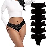 Yuamose High Waist Cotton Lace Thongs Underwear For Women Plus Size Full Coverage Tummy Control Panties High Rise Multipack