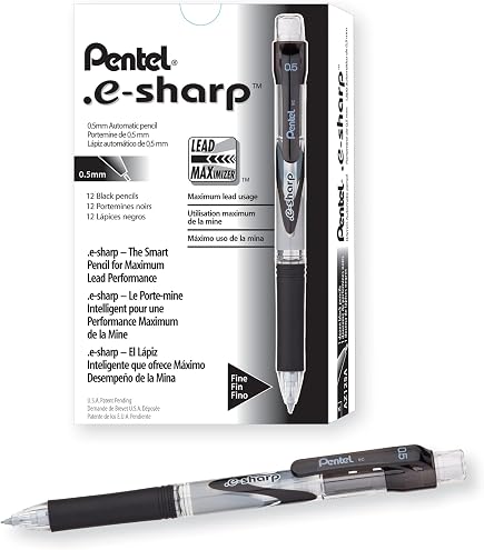Amazon.com : Pentel AZ125A .e-Sharp Mechanical Pencil.5 mm, Black