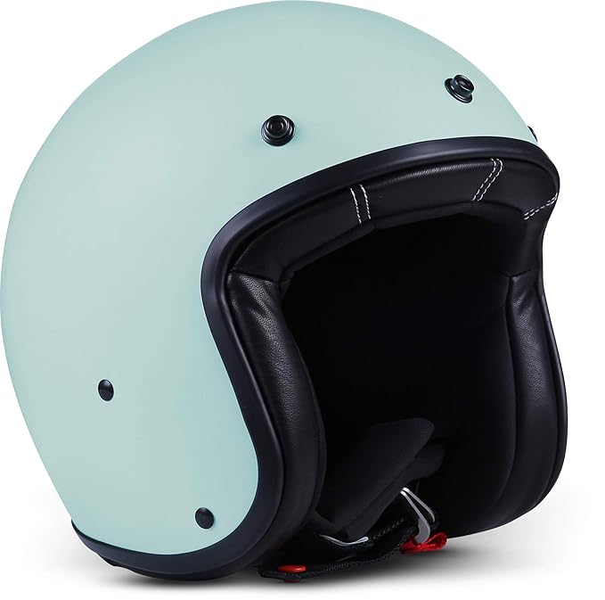 Rebel R9 „Basil“ Jet-Helm Bobber Chopper Roller Scooter-Helm Motorrad-Helm Mofa ECE zertifiziert DOT zertifiziert Fiberglass 