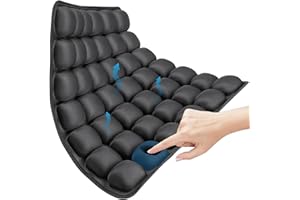 ANG TIAC Sonduror Travel Cushion; 3D Inflatable Airplane Seat Cushion for Office Chair, Wheelchair, Car Seat Pad, Non-Slip Comfort Air Cushions; Pain Pressure Relief /Long Sitting/Home Living/Work Use(Black)