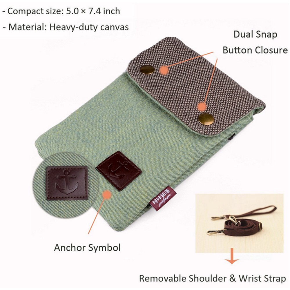 S.LOVE Heavy-Duty Canvas Change Purse Short Women Wallet Mini Crossbody Bag for iPhone 6/6S Plus Galaxy Note Series