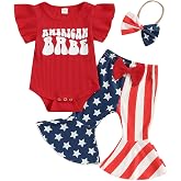 Kuriozud Newborn Baby Girl Bell Bottom Outfit Ruffle Romper Pants Clothes | Newborn Baby Girl Clothes, 0-18M, for Halloween, Thanksgiving, Christmas, Valentines, St. Patrick's Day, Easter, 4th of July