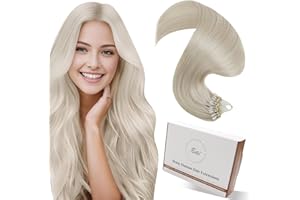 Hetto Micro Beads Hair Extensions Human Hair Blonde Micro Loop Hair Extension for Women Light Blonde Micro Hair Extensions Re