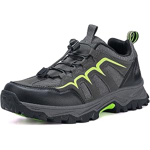 EXETROL Men’s Hiking Shoes, Lightweight Outdoor Trail Walking Shoes with Quick Lace, Breathable Low Top Trekking Sneakers, Wa