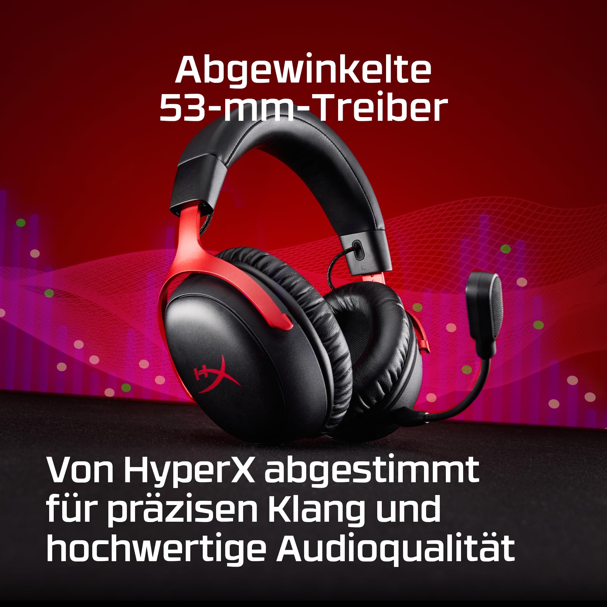 HyperX Cloud III S – Kabelloses Gaming-Headset, Multiplattform, 2,4 GHz, Bluetooth, Akkulaufzeit bis zu 120 Stunden, 2,4 GHz, 53-mm-Neigungstreiber, 10-mm-abnehmbares Mikrofon – Schwarz 7